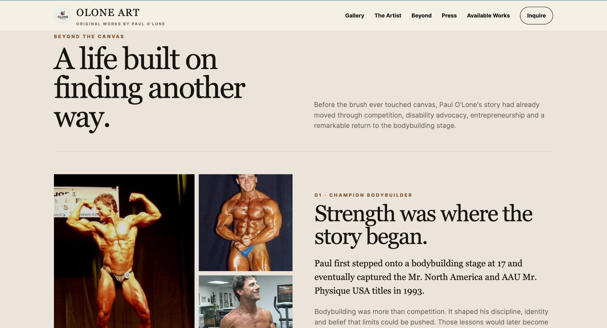 Olone Art story page design