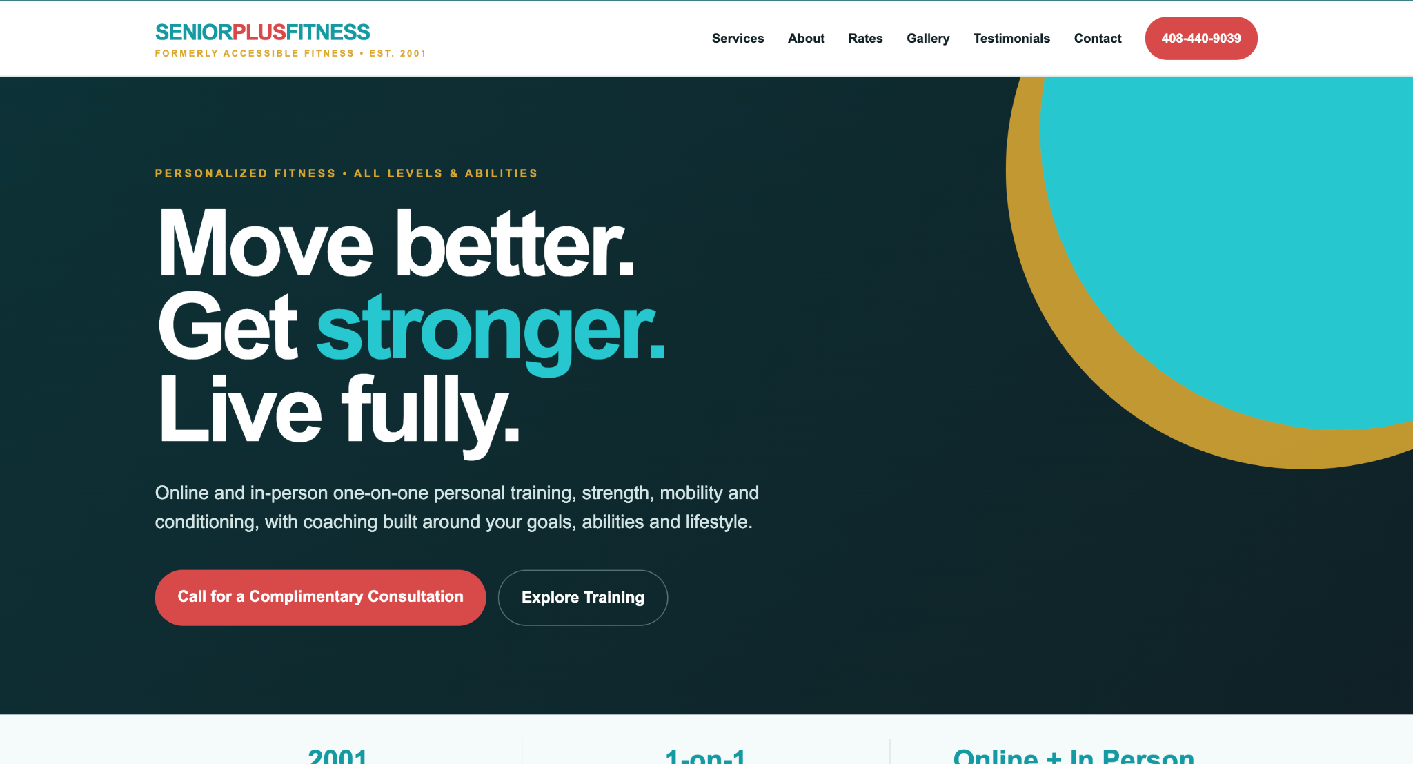 SeniorPlusFitness website homepage designed by LocalForge